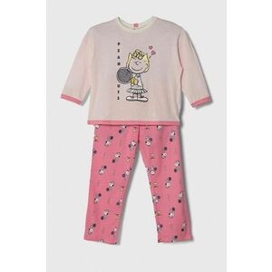 United Colors of Benetton pijamale de bumbac pentru copii x Snoopy culoarea roz, modelator imagine