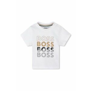 Boss Tricou de bumbac pentru copii culoarea alb, cu imprimeu imagine
