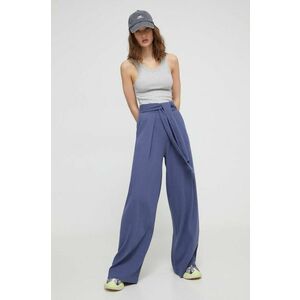 Desigual pantaloni femei, culoarea albastru marin, lat, high waist imagine