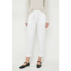 Max Mara Leisure pantaloni femei, culoarea alb, drept, high waist 2416130000000 imagine