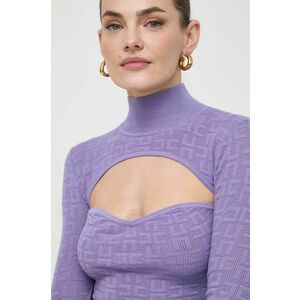 Elisabetta Franchi pulover femei, culoarea violet, light, cu guler imagine