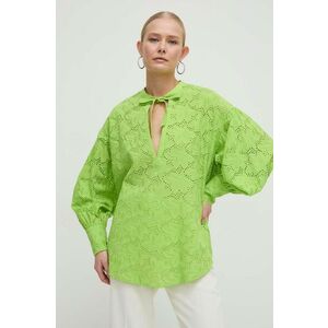 Silvian Heach bluza din bumbac femei, culoarea verde, neted imagine