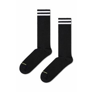 Happy Socks sosete Solid Sneaker Thin Crew Sock culoarea negru imagine