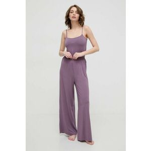 BOSS pantaloni de lounge culoarea violet, drept, high waist 50515585 imagine