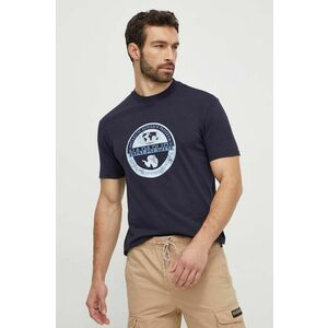 Napapijri tricou din bumbac barbati, culoarea albastru marin, cu imprimeu imagine