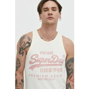 Superdry tricou din bumbac barbati, culoarea bej imagine