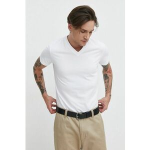 Superdry tricou din bumbac barbati, culoarea alb, neted imagine