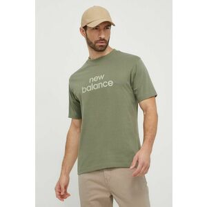 New Balance tricou din bumbac barbati, culoarea verde, cu imprimeu imagine