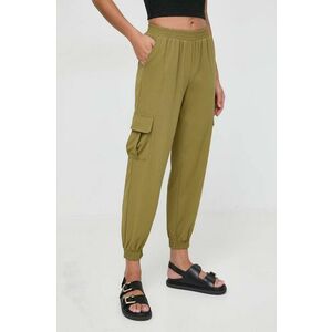 Silvian Heach pantaloni femei, culoarea verde, fason cargo, high waist imagine