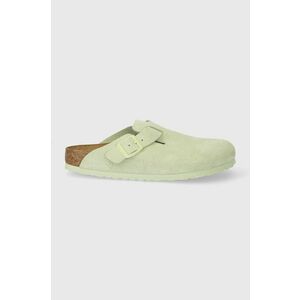 Birkenstock papuci din piele Boston femei, culoarea verde, 1026810 imagine