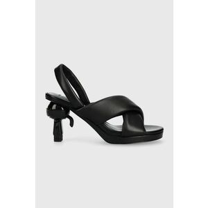 Karl Lagerfeld sandale de piele IKON HEEL culoarea negru, KL39024 imagine