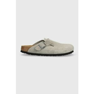 Birkenstock papuci din piele Boston femei, culoarea gri, 1027060 imagine