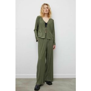 Samsoe Samsoe pantaloni femei, culoarea verde, lat, high waist imagine