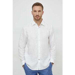 BOSS cămașă de in culoarea alb, cu guler clasic, regular 50513676 imagine