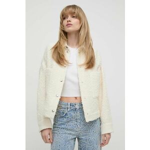 IRO jachetă cămașă din amestec de lână culoarea bej, de tranzitie, oversize imagine