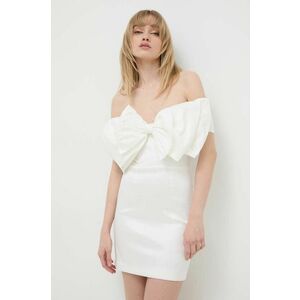 Bardot rochie culoarea alb, mini, mulata imagine