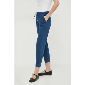 Max Mara Leisure pantaloni femei, culoarea bleumarin, drept, high waist 2416130000000 imagine