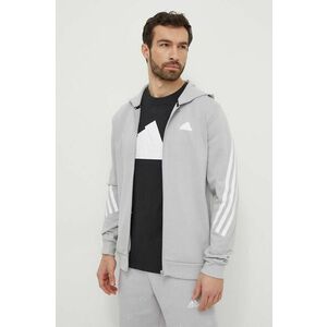 adidas bluză bărbați, culoarea gri, cu glugă, cu imprimeu IR9157 imagine
