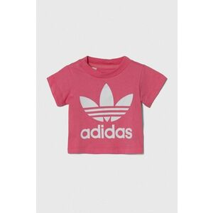 adidas Originals tricou din bumbac pentru bebelusi TREFOIL TEE culoarea roz imagine