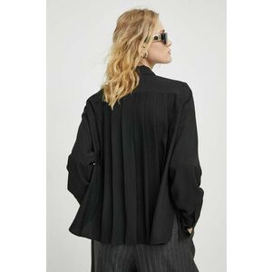 BA&SH camasa femei, culoarea negru, cu guler clasic, regular imagine