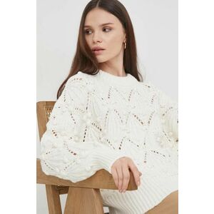 Barbour pulover din amestec de lana femei, culoarea bej, călduros imagine