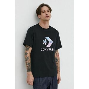 Converse tricou din bumbac barbati, culoarea negru, cu imprimeu imagine