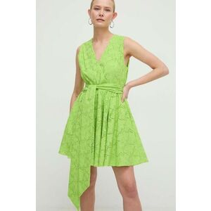 Silvian Heach rochie din bumbac culoarea verde, mini, evazati imagine