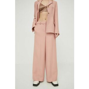 Lovechild pantaloni de lână culoarea roz, lat, high waist 24-2-524-2017 imagine
