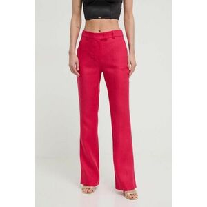 Luisa Spagnoli pantaloni din in culoarea roz, drept, high waist imagine