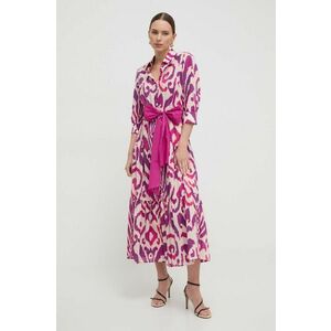 Luisa Spagnoli rochie din bumbac culoarea roz, maxi, evazati imagine