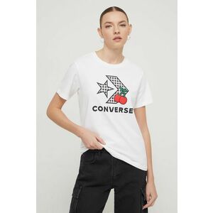 Converse tricou din bumbac femei, culoarea alb imagine