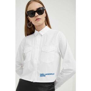 Karl Lagerfeld Bluză din bumbac culoarea alb imagine