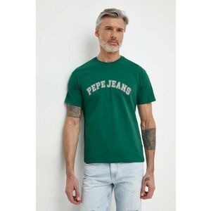 Pepe Jeans tricou din bumbac barbati, culoarea verde, cu imprimeu imagine