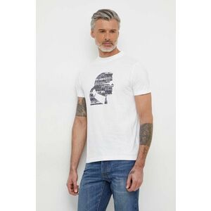 Karl Lagerfeld tricou din bumbac bărbați, culoarea bej, cu imprimeu 542241.755423 imagine