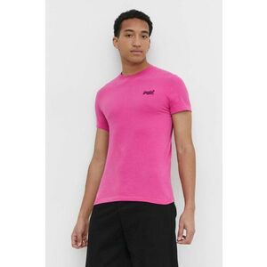 Superdry tricou din bumbac barbati, culoarea roz, cu imprimeu imagine