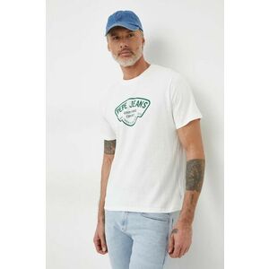 Pepe Jeans tricou din bumbac Cherry barbati, culoarea alb, cu imprimeu imagine