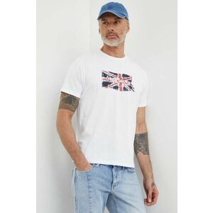 Pepe Jeans tricou din bumbac Clag barbati, culoarea alb, cu imprimeu imagine