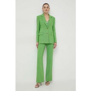 BOSS pantaloni femei, culoarea verde, drept, high waist imagine