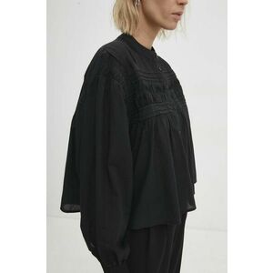 Answear Lab camasa din bumbac femei, culoarea negru, cu guler stand-up, relaxed imagine