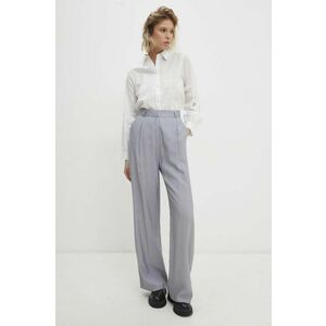 Answear Lab pantaloni femei, culoarea gri, lat, high waist imagine