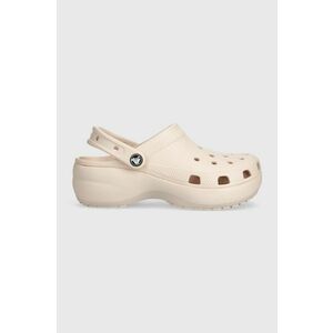 Crocs papuci Classic Platform Clog femei, culoarea roz, cu platformă 206750 imagine