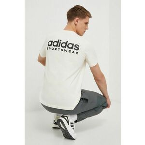 adidas tricou din bumbac bărbați, culoarea bej, cu imprimeu IX4454 imagine