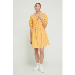 Desigual rochie din bumbac culoarea portocaliu, mini, evazati imagine