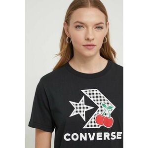 Converse tricou din bumbac femei, culoarea negru imagine