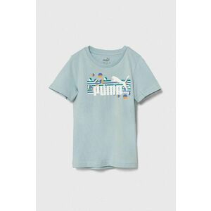 Puma tricou de bumbac pentru copii ESS+ SUMMER CAMP Tee culoarea turcoaz, cu imprimeu imagine