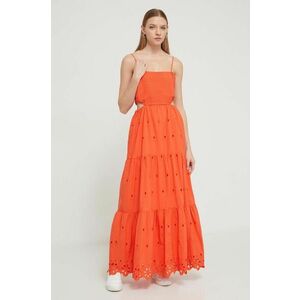 Desigual rochie din bumbac culoarea portocaliu, maxi, evazati imagine
