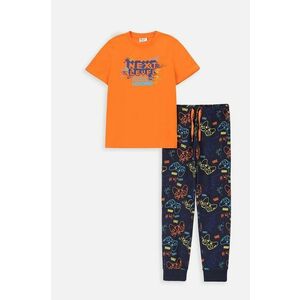Coccodrillo pijamale de bumbac pentru copii culoarea portocaliu, modelator imagine