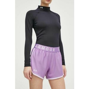 Under Armour pantaloni scurți de antrenament femei, culoarea violet, cu imprimeu, medium waist imagine