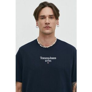 Tommy Jeans tricou din bumbac bărbați, culoarea bleumarin, cu imprimeu DM0DM18569 imagine