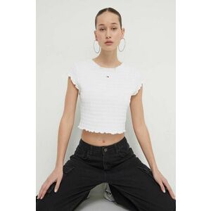 Tommy Jeans tricou femei, culoarea alb DW0DW17888 imagine